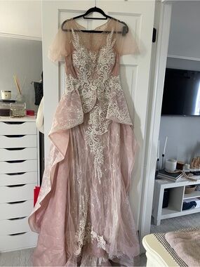 J.Elizabeth Blush Pink and Ivory Embellished Maxi Gown